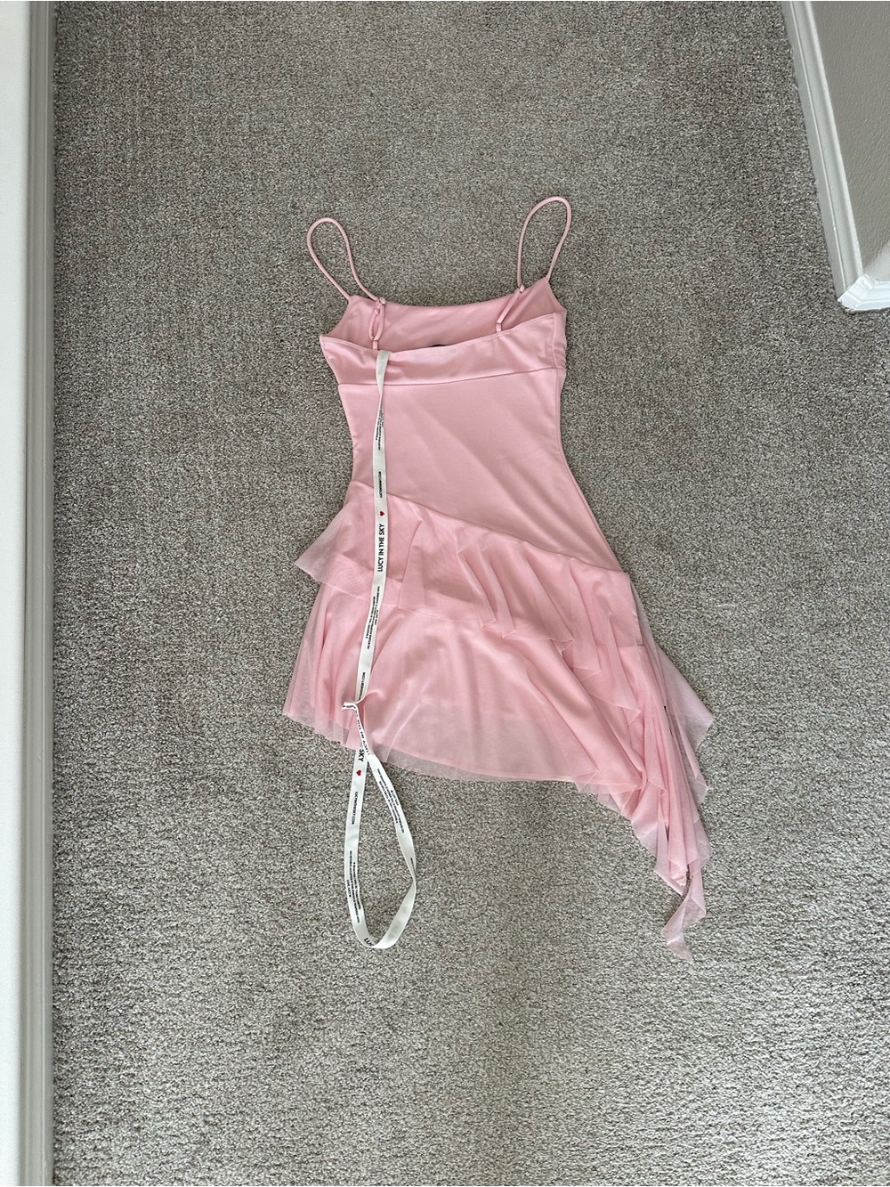Lucy in the Sky Light Pink Asymmetrical Ruffle Slip Dress - Picture 5 of 7